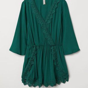 H&M / Green Romper with Lace Detail